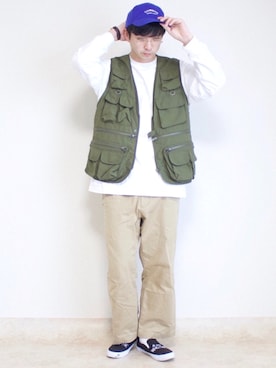 「softcream（ソフトクリーム）のアイテム（キャップ）」を使った、talow/タローさん（メンズ・176cm）の春コーディネート