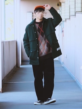 「MillReef（ミルリーフ）のアイテム」を使った、talow/タローさん（メンズ・176cm）の冬コーディネート