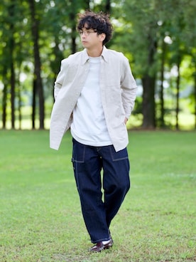 「niko and...（ニコアンド）のペインターデニムパンツ（デニムパンツ）」を使った、talow/タローさん（メンズ・176cm）の秋コーディネート