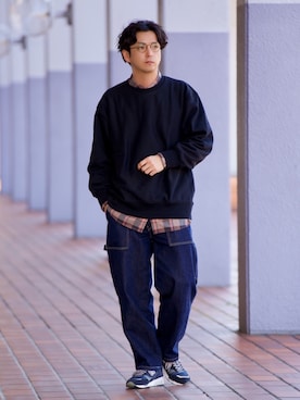 「niko and...（ニコアンド）のペインターデニムパンツ（デニムパンツ）」を使った、talow/タローさん（メンズ・176cm）の秋コーディネート