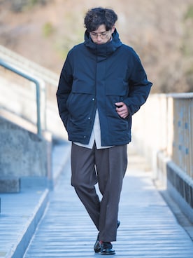 「アイテム（ダウンジャケット/コート）」を使った、talow/タローさん（メンズ・176cm）の冬コーディネート