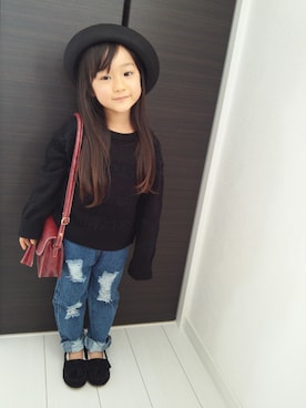 「Burner（バーナー）のアイテム（バッグ）」を使った、Sumina*°さん（キッズ・100cm）の冬コーディネート