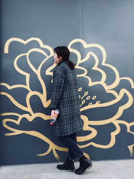 「URBAN RESEARCH（アーバンリサーチ）のアイテム（ダッフルコート）」を使った、李阿莞さん（レディース・165cm）の冬コーディネート
