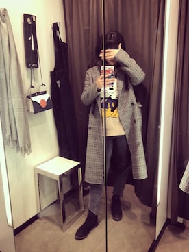 「NICE CLAUP（ナイスクラップ）のアイテム（ダウンジャケット/コート）」を使った、李阿莞さん（レディース・168cm）の冬コーディネート