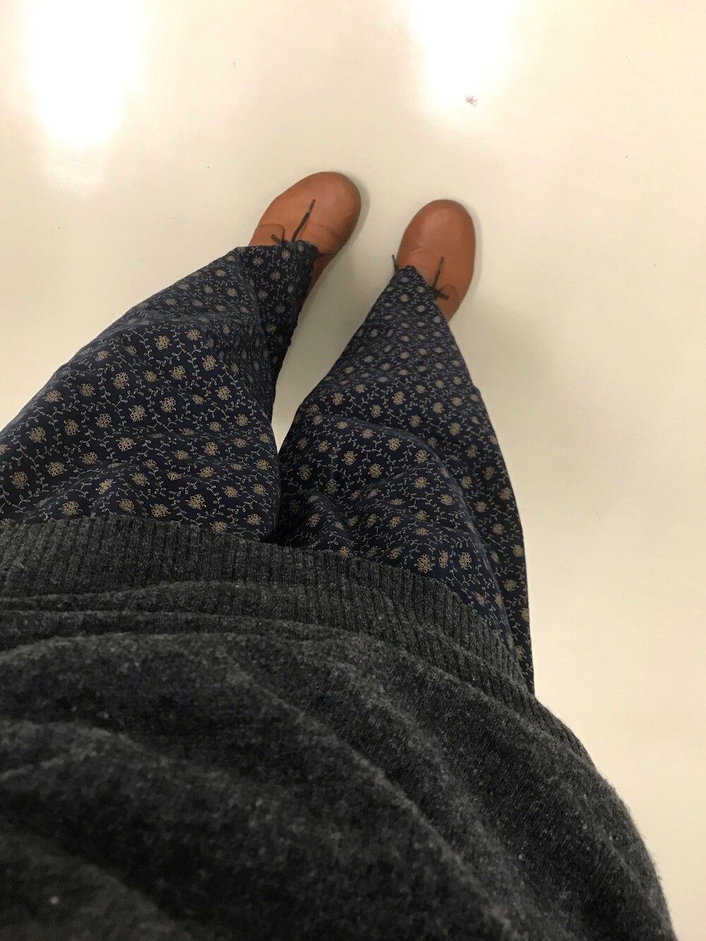 「柄パンツ」｜「SM2のアイテム（パンツ、ブルー系）」を使った、さらよこ☻さん（レディース・155cm）の冬コーディネートの1枚目の写真