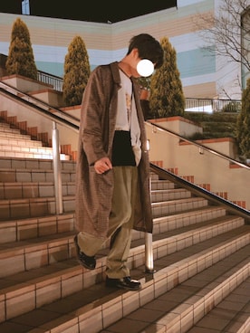 「kutir」｜「アイテム（ステンカラーコート）」を使った、有一朗さん（メンズ・168cm）の春コーディネート