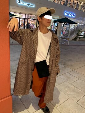 「kutir（クティール）のアイテム（ステンカラーコート）」を使った、有一朗さん（メンズ・168cm）の秋コーディネート