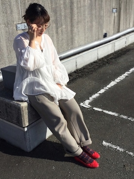 「Libra Cue（リブラ キュー）の【Libra】ティアードブラウス（シャツ/ブラウス）」を使った、sayakaさん（レディース・154cm）の秋コーディネート