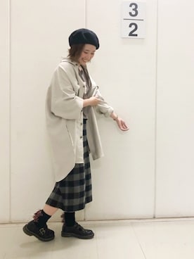 「niko and...（ニコアンド）のウーリッシュフラノCPOシャツ（シャツ/ブラウス）」を使った、sayakaさん（レディース・154cm）の秋コーディネート