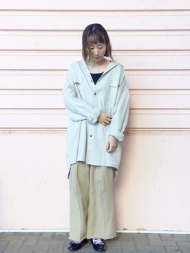 「niko and...（ニコアンド）のウーリッシュフラノCPOシャツ（シャツ/ブラウス）」を使った、sayakaさん（レディース・154cm）の冬コーディネート