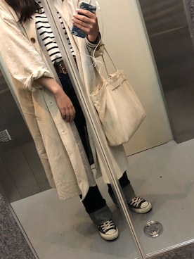 「SM2（エスエムツー）のアイテム（ステンカラーコート）」を使った、komesanさん（レディース・155cm）の秋コーディネート