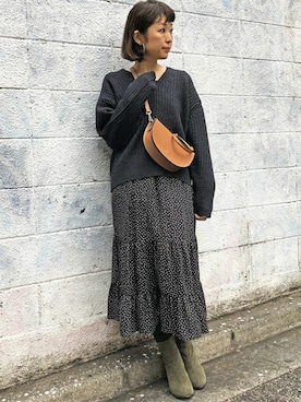 「maison-vincent（メゾンヴァンサン）のアイテム」を使った、nano・universe lady's　STAFFさん（レディース・162cm）の冬コーディネート