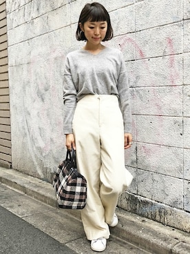 「カシミヤ」｜「アイテム（シューズ）」を使った、nano・universe lady's　STAFFさん（レディース・162cm）の冬コーディネート
