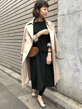 「NANO universe（ナノユニバース）のアイテム（トレンチコート）」を使った、nano・universe lady's　STAFFさん（レディース・162cm）の冬コーディネート