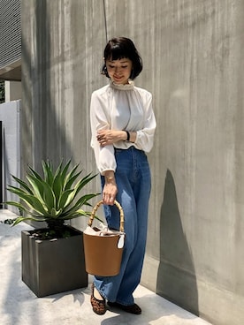 「NANO universe（ナノユニバース）のアイテム（バレエシューズ）」を使った、nano・universe lady's　STAFFさん（レディース・162cm）の夏コーディネート