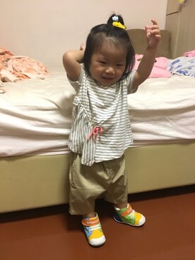 「MIKI HOUSE（ミキハウス）のアイテム（その他シューズ）」を使った、火星傻瓜豬さん（キッズ・80cm）の夏コーディネート
