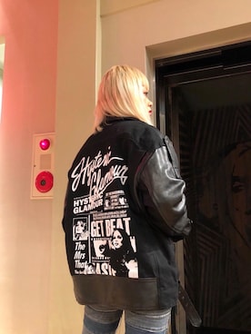 「パンクコーデ」｜「アイテム（ライダースジャケット）」を使った、aykさん（レディース・157cm）の冬コーディネート