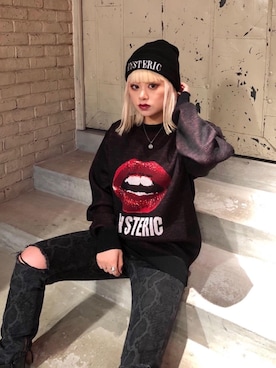 「パンクコーデ」｜「アイテム（帽子）」を使った、aykさん（レディース・157cm）の冬コーディネート