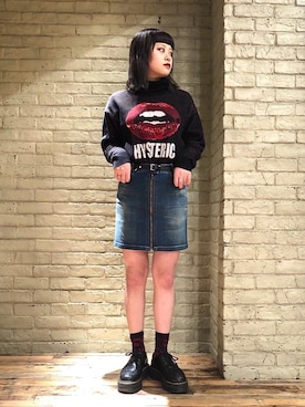 「パンクコーデ」｜「アイテム（スカート）」を使った、aykさん（レディース・157cm）の冬コーディネート