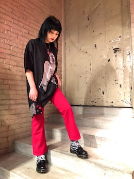 「パンクコーデ」｜「アイテム（財布/小物）」を使った、aykさん（レディース・157cm）の春コーディネート