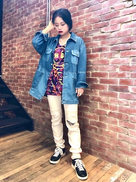 「カモ柄」｜「アイテム（アクセサリー）」を使った、aykさん（レディース・157cm）の春コーディネート