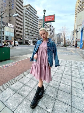「刺繍」｜「アイテム（デニムジャケット）」を使った、aykさん（レディース・157cm）の春コーディネート