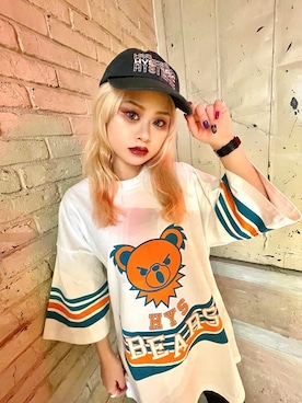 「ﾋﾞｯｸﾞｼﾙｴｯﾄ」｜「アイテム（帽子）」を使った、aykさん（レディース・157cm）の春コーディネート