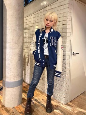 「でにむ」｜「アイテム（スタジャン）」を使った、aykさん（レディース・157cm）の冬コーディネート