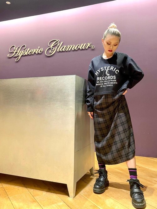 HYSTERIC RECORDS レイヤードプルオーバー ワンピース HYSTERIC GLAMOUR（ヒステリックグラマー）の「HYSTERIC RECORDS