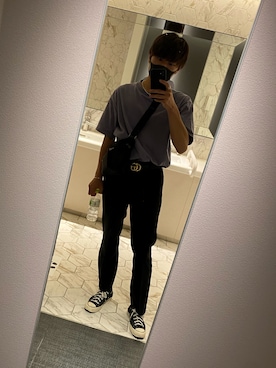 「SHAREEF（シャリーフ）のアイテム（スラックス）」を使った、こうへいさん（メンズ・176cm）の夏コーディネート