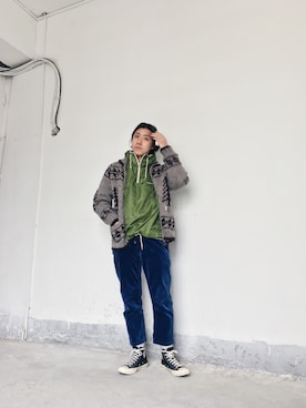 「70's」｜「アイテム（マウンテンパーカー）」を使った、CHAPCHIMSIさん（メンズ・178cm）の春コーディネート