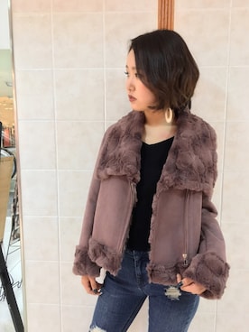 「LIPSERVICE（リップサービス）のアイテム（ライダースジャケット）」を使った、Kaoriさん（レディース・156cm）の秋コーディネート