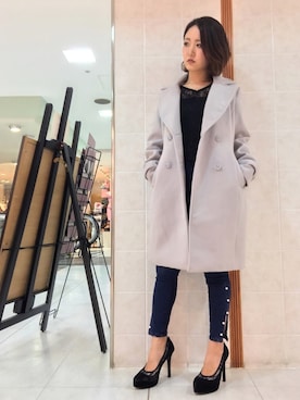 「LIPSERVICE（リップサービス）のアイテム（チェスターコート）」を使った、Kaoriさん（レディース・156cm）の秋コーディネート