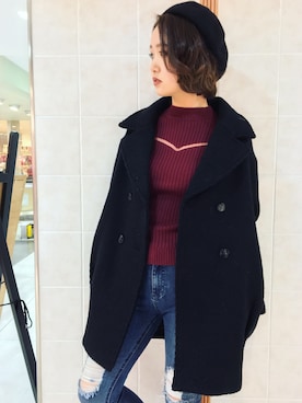 「LIPSERVICE（リップサービス）のアイテム（ハンチング/ベレー帽）」を使った、Kaoriさん（レディース・156cm）の秋コーディネート