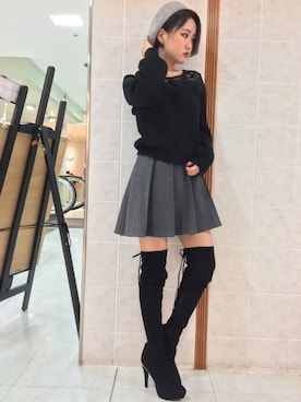 「LIPSERVICE（リップサービス）のアイテム（ハンチング/ベレー帽）」を使った、Kaoriさん（レディース・156cm）の秋コーディネート
