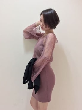「LIPSERVICE（リップサービス）のアイテム（ライダースジャケット）」を使った、Kaoriさん（レディース・156cm）の冬コーディネート