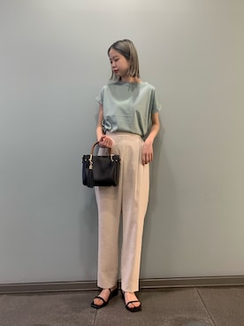 「RODE SKO（ロデスコ）のJUANITA ポケットプチ2WAYトート（トートバッグ）」を使った、光紗さん（レディース・157cm）の春コーディネート
