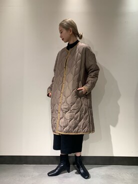 「キルティングコート」｜光紗さん（レディース・157cm）の冬コーディネート