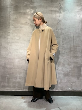 「URBAN RESEARCH（アーバンリサーチ）のアイテム（ノーカラーコート）」を使った、光紗さん（レディース・157cm）の冬コーディネート
