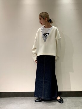 「URBAN RESEARCH（アーバンリサーチ）のアイテム（デニムスカート）」を使った、光紗さん（レディース・157cm）の冬コーディネート