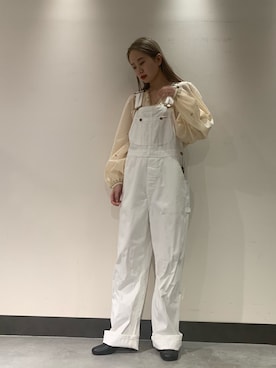 「袖ボリューム」｜「アイテム（オールインワン・サロペット）」を使った、光紗さん（レディース・157cm）の春コーディネート