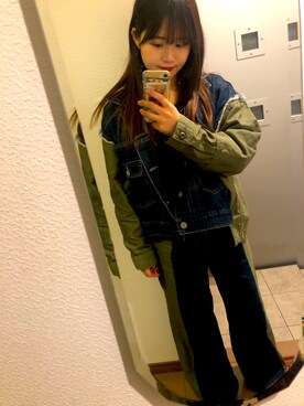 「Rodeo Crowns（ロデオクラウンズ）のアイテム（デニムジャケット）」を使った、みゆさん（レディース・154cm）の秋コーディネート