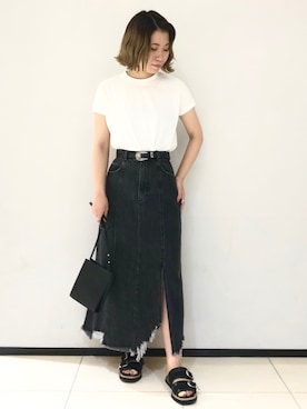「Aラインスカート」｜「アイテム（サンダル）」を使った、juraさん（レディース・158cm）の夏コーディネート