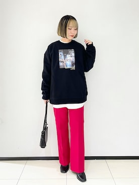 「158cmコーデ」｜「アイテム（スウェット）」を使った、juraさん（レディース・158cm）の冬コーディネート