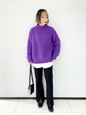 「158cmコーデ」｜「アイテム（スラックス）」を使った、juraさん（レディース・158cm）の冬コーディネート
