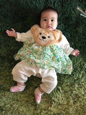 「アイテム（ロンパース、グリーン系）」を使った、haaanaさん（キッズ・60cm）の秋コーディネート