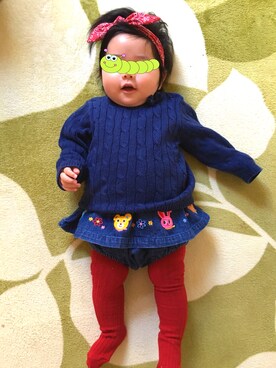 「MIKI HOUSE（ミキハウス）のアイテム（スカート）」を使った、RiRiKA✧︎さん（キッズ・70cm）の冬コーディネート