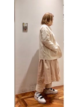 「出勤コーデ」｜「アイテム（カバーオール）」を使った、pualkisakoさん（レディース・152cm）の春コーディネート