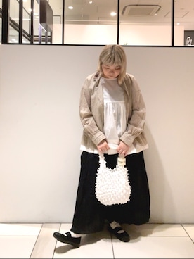 「PUAL CE CIN（ピュアルセシン）の【odds】SPIKY　BAG／バッグ（エコバッグ/サブバッグ）」を使った、pualkisakoさん（レディース・152cm）の春コーディネート