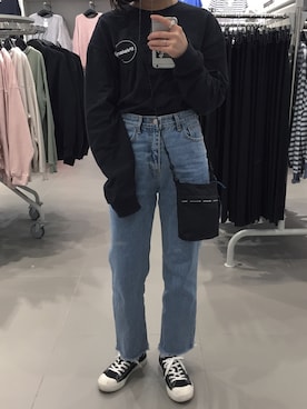 「ohotoro」｜「アイテム（スウェット）」を使った、yunaさん（レディース・157cm）の春コーディネート